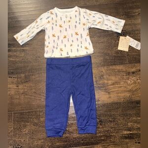 Harry & Violet Moose Forest Long Sleeve Tee & Sweats - Navy